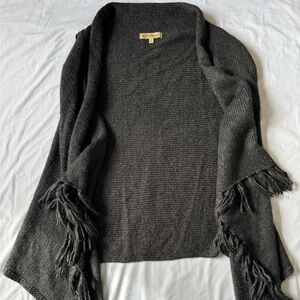 Democracy Charcoal Fringe Poncho Size Xl